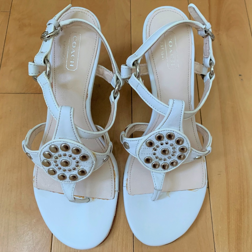 Coach White Leather Sandals in size 7.5